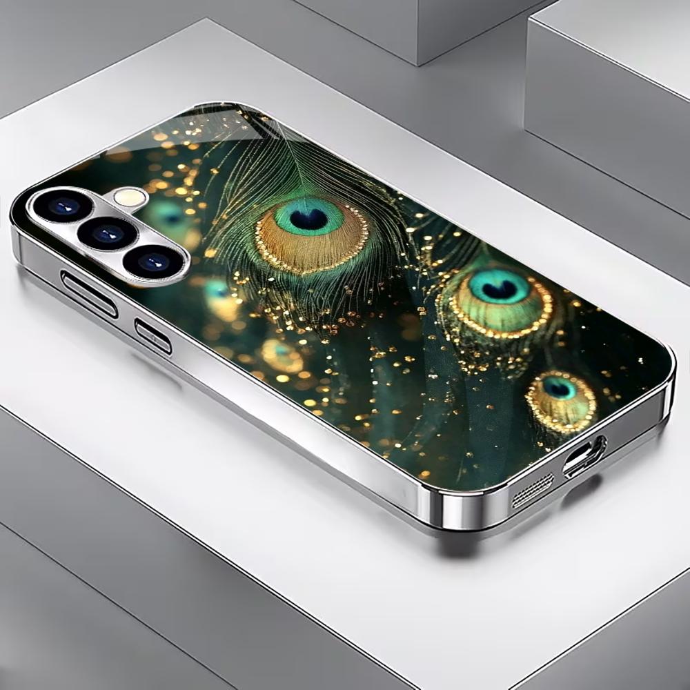 Green peacock feathers Tempere - огляд і ціна Pc Case Tempered Glass